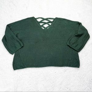 Ava + Viv Crisscross Back V-Neck Sweater